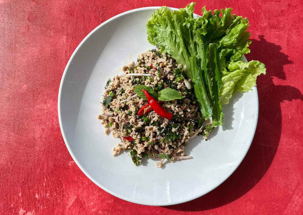 Thai Minced Chicken Salad also known as Laab Gai